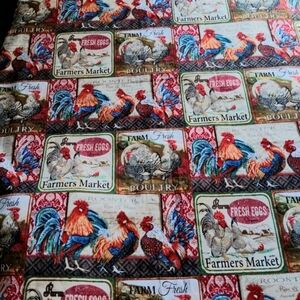 Jean Plout Sewing Quilting Farm Fresh Rooster Print Fabric Material